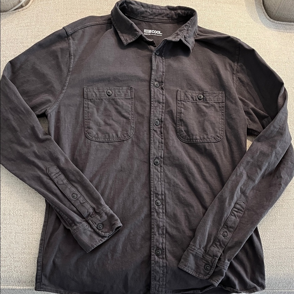 32 Degrees Black Men's Casual Button-Down Shirt with Chest Pockets